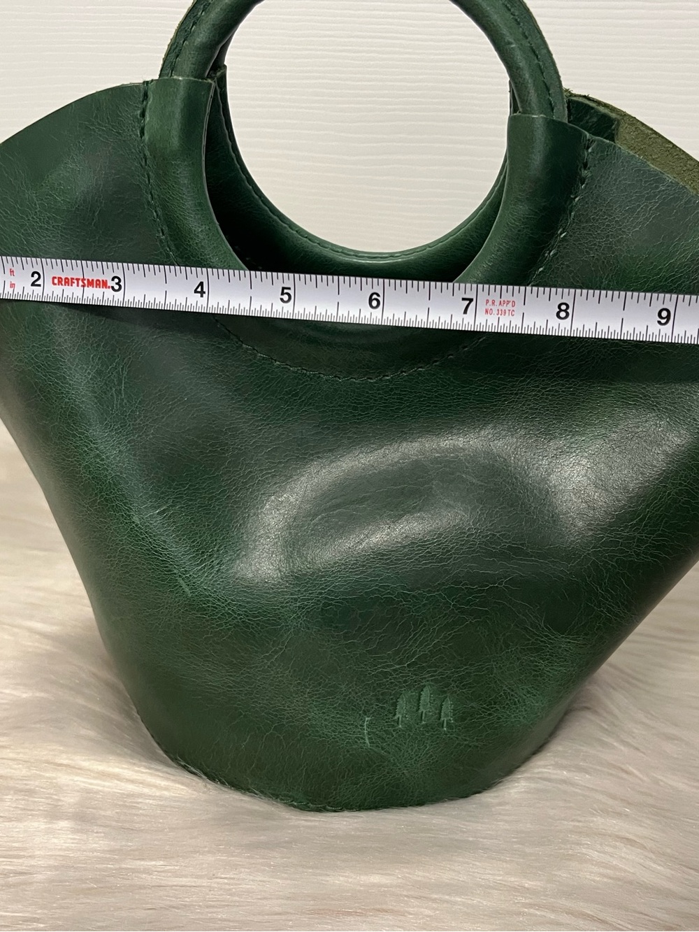 Portland Leather Milian Emerald Green Circle-Handle Tote Bucket Bag - Picture 12 of 13